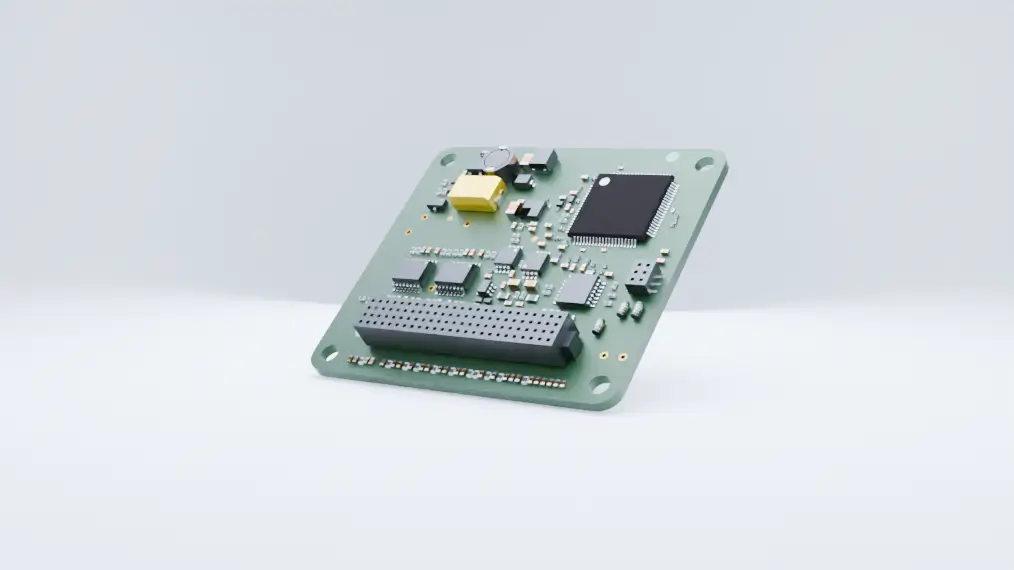 Compact steering wheel interface circuit board with connectors for integrating sensors and switches.